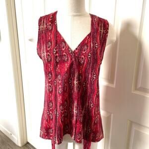 NWT Sanctuary Red Sleeveless Button Down Top XS